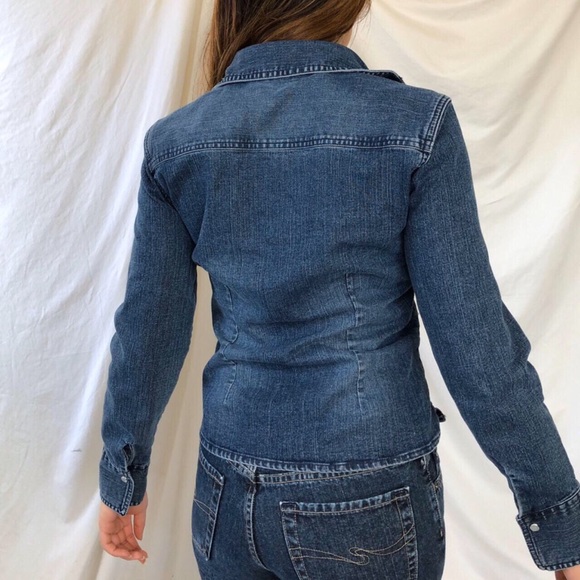 Y2K button down denim jean jacket - Picture 3 of 4